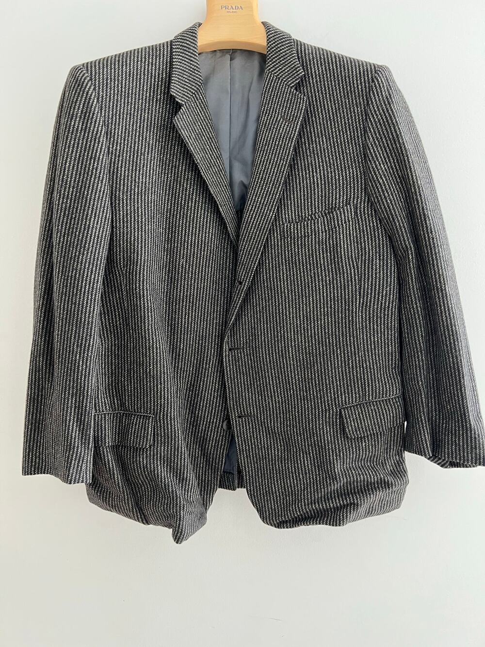 Vintage Bernhard Altmann Cashmere Blazer Gray Pinstripes Size 44 JP